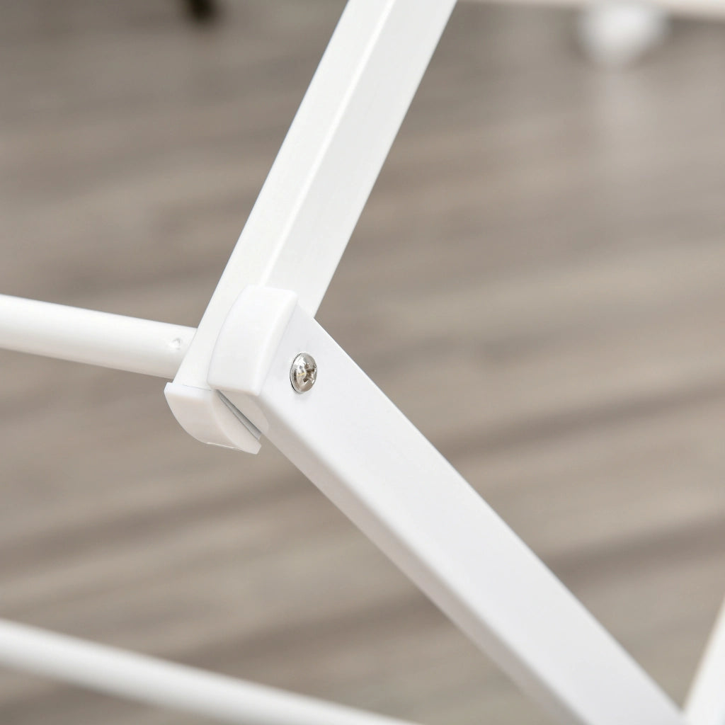 Stendibiancheria pieghevole a 8 livelli in metallo e ABS, bianco, 74x35x144 cm