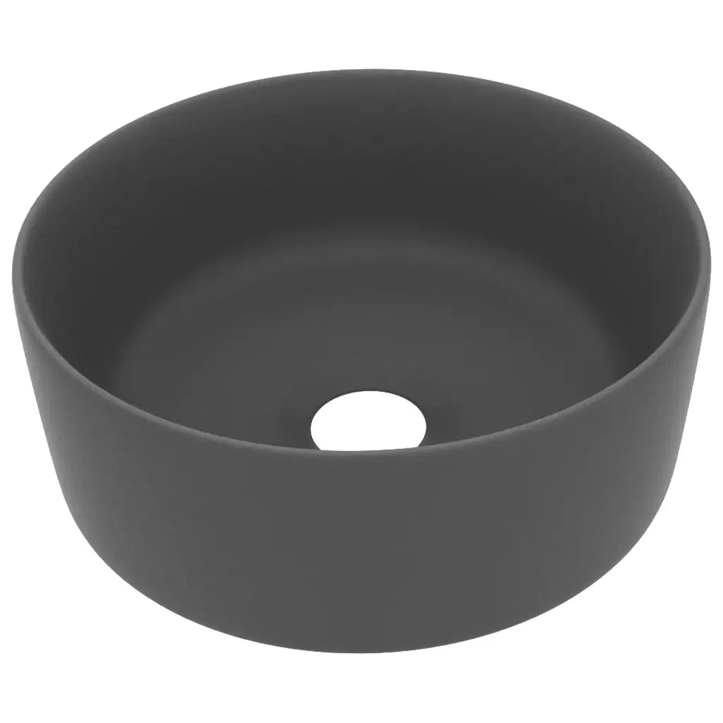 Lavandino Lusso Rotondo Grigio Scuro Opaco 40x15 cm in Ceramica 147016