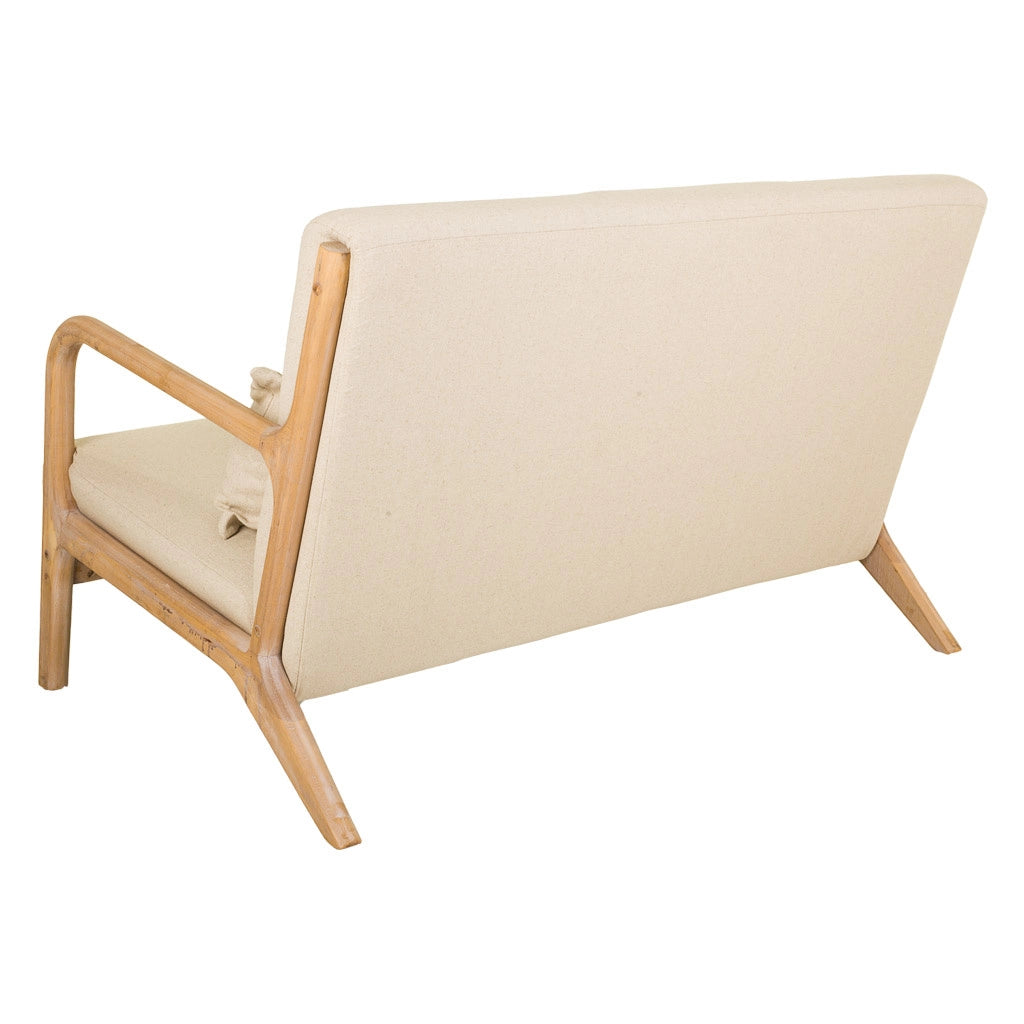 Divano in legno con rivestimento panna 122x85x34/74h