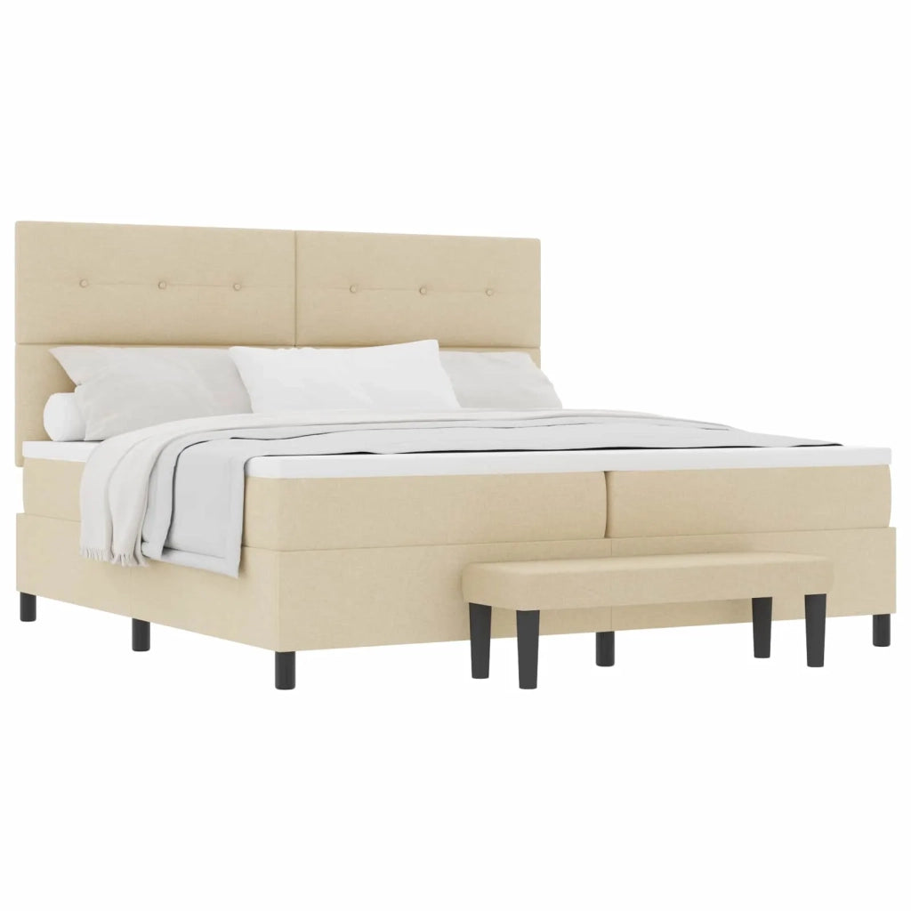 Letto a molle con materasso Crema 200 x 200 cm Tessuto