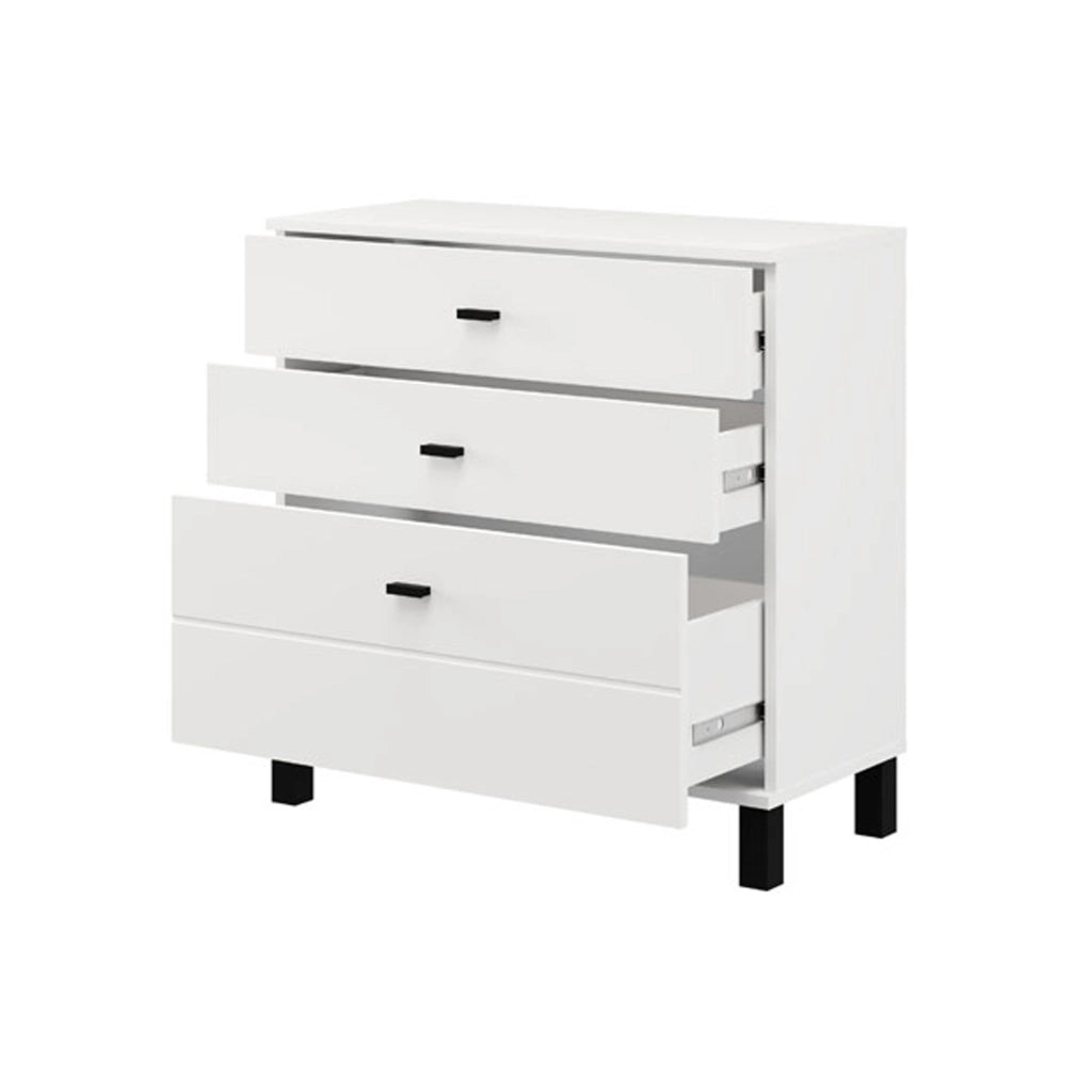 Madia Mindo, Credenza 3 Cassetti, 77x35x78h cm Bianco Opaco