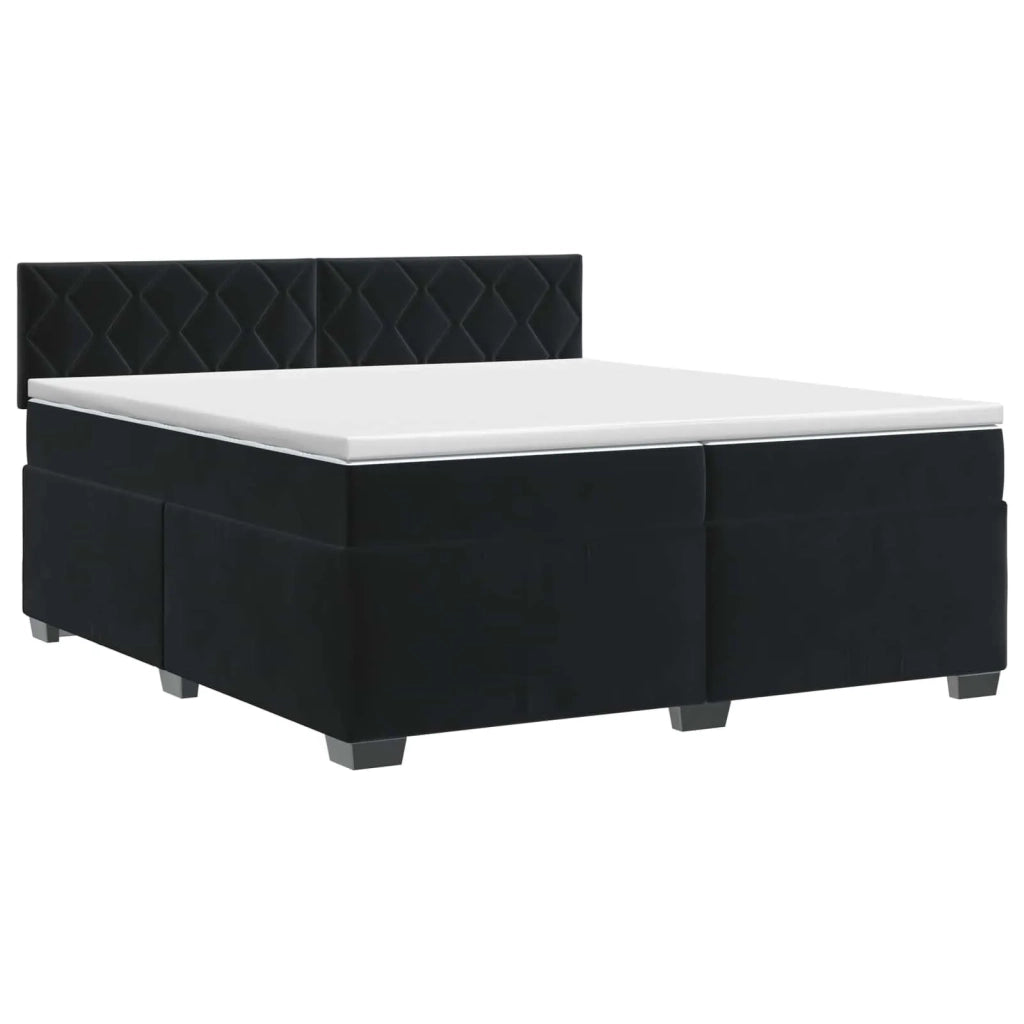 Letto box spring con materasso Nero 200 x 200 cm Velluto 3450790