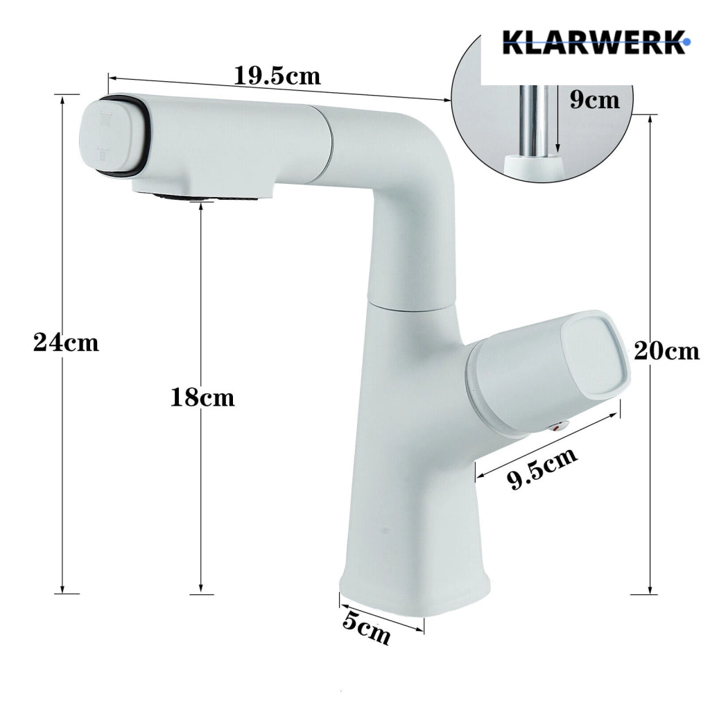 MAX | Rubinetto da bagno estensibile in acciaio inox con funzione doccia bianco | da bagno con rubinetto alto, lavabo independente per ristorazione