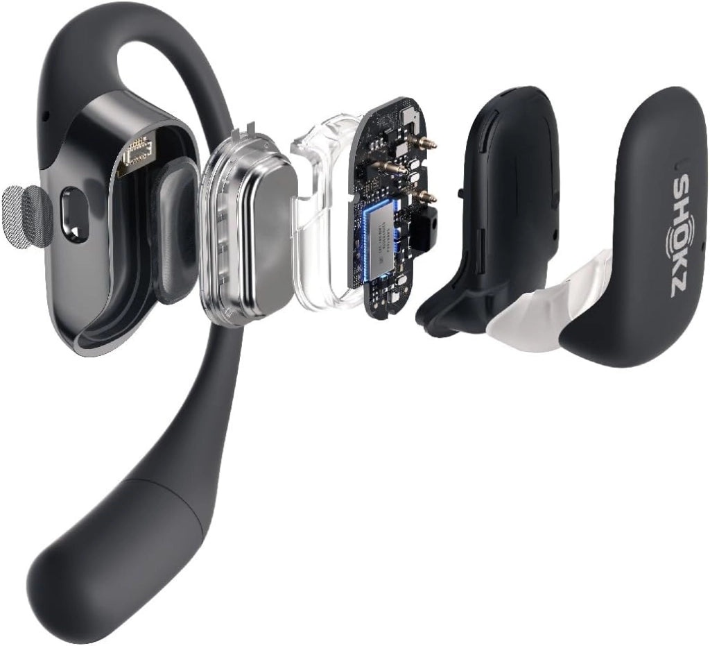 OpenFit True Wireless Open Ear Cuffie Bluetooth con microfono, impermeabili, ricarica rapida, 28 ore di riproduzione, compatibili con iPhone e Android, nero