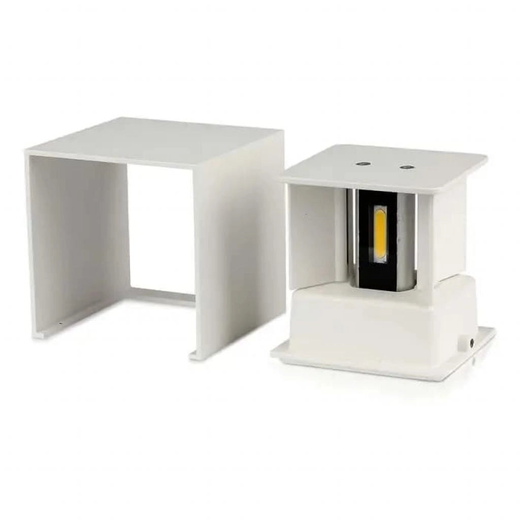 Lampada LED da Muro Quadrata Doppio LED COB 12W Colore Bianco Satinato Fascio Luminoso Regolabile 4000K IP65