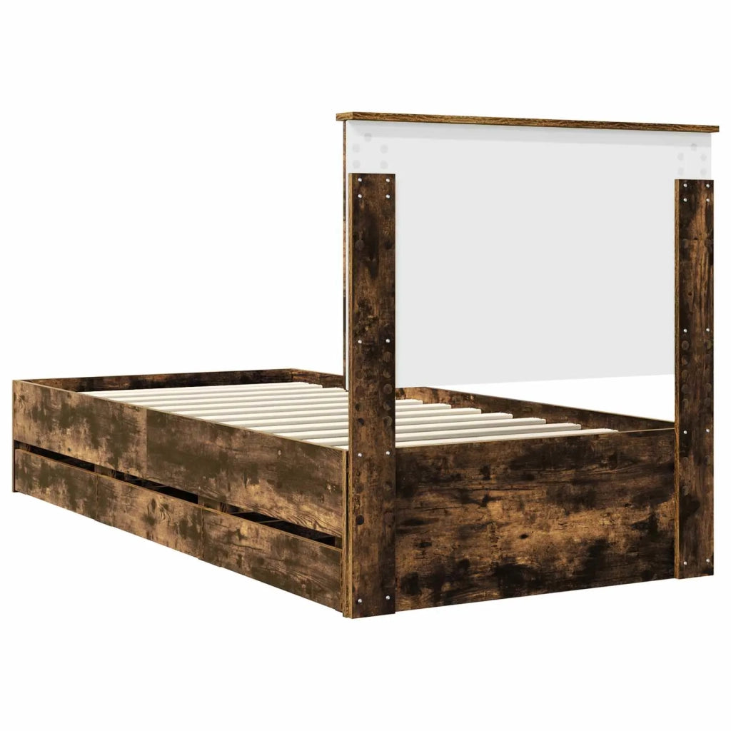 Struttura del letto con cassetto Rovere fumé 90 x 190 cm