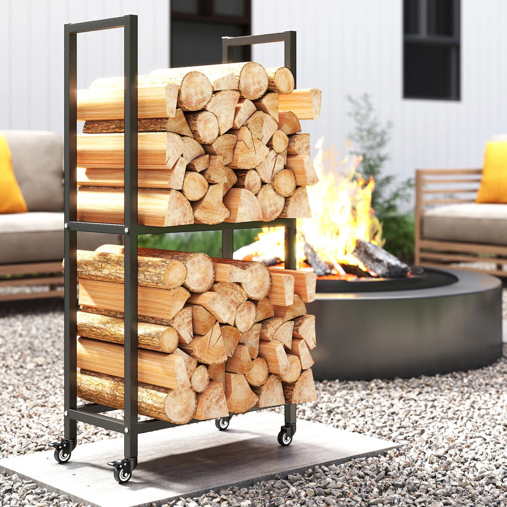 Tavolino da caff¨¨ con rotelle in acciaio ¨C zephmum ¨C 60x30x119 cm nero