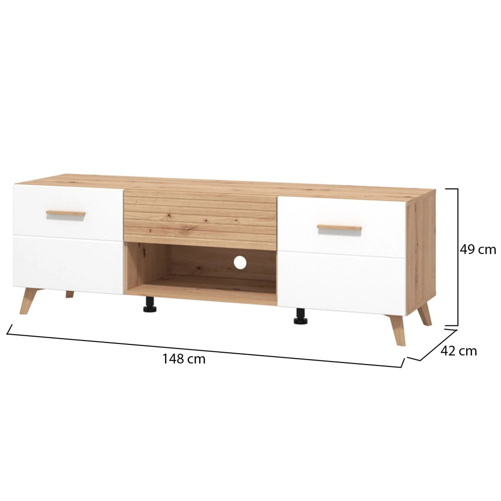 Morengo, Mobile Porta tv un Cassetto, 147.5x41.5x49h cm Bianco