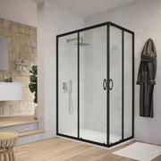 Box doccia angolare 70x90 cm trasparente 4 mm profili neri | Willis