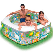 Trade Shop - Piscina Gonfiabile Per Bambini Pesci Dell'oceano A 3 Anelli 191 X 178 X 61 Cm -