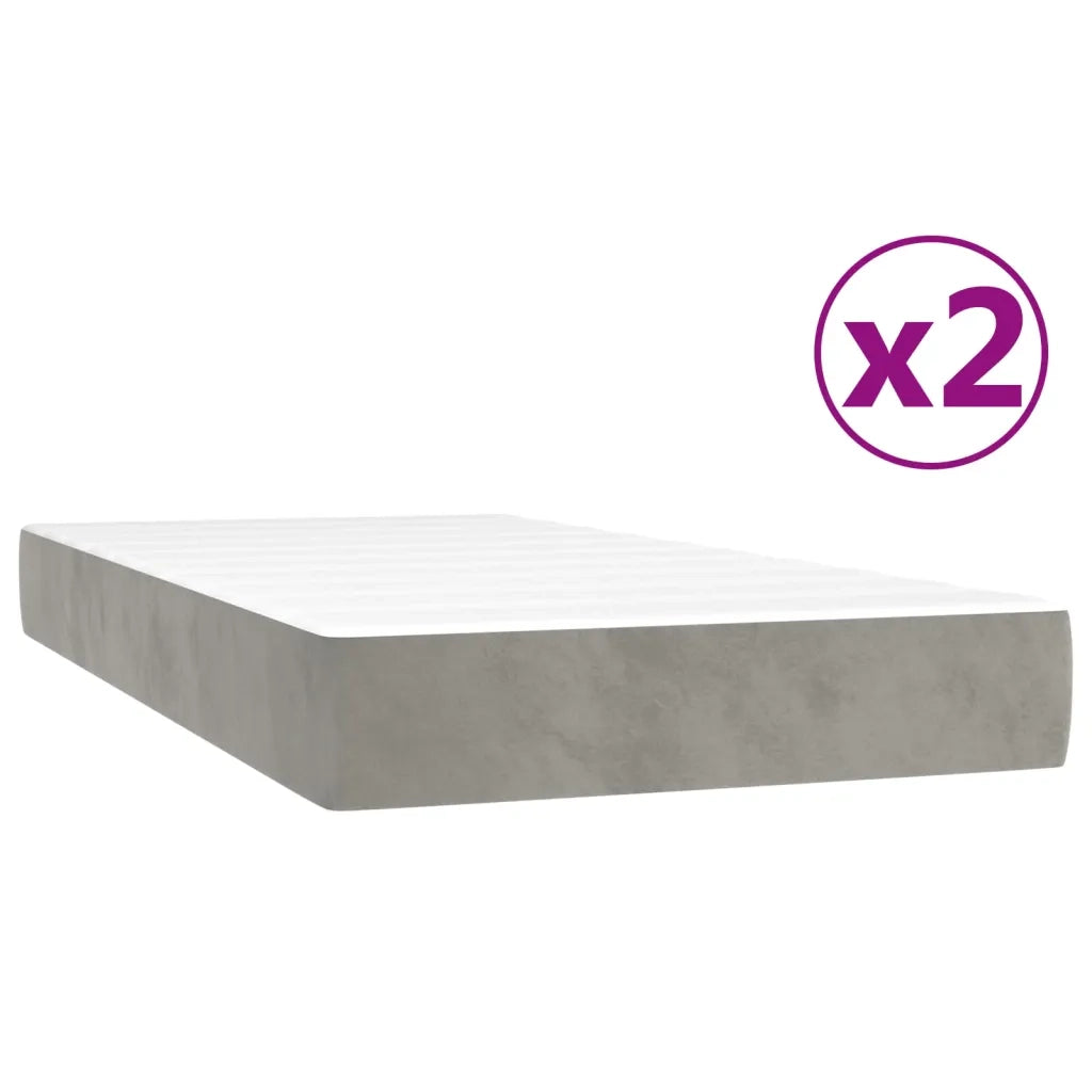 Giroletto a Molle con Materasso Grigio Chiaro 200x200cm Velluto
