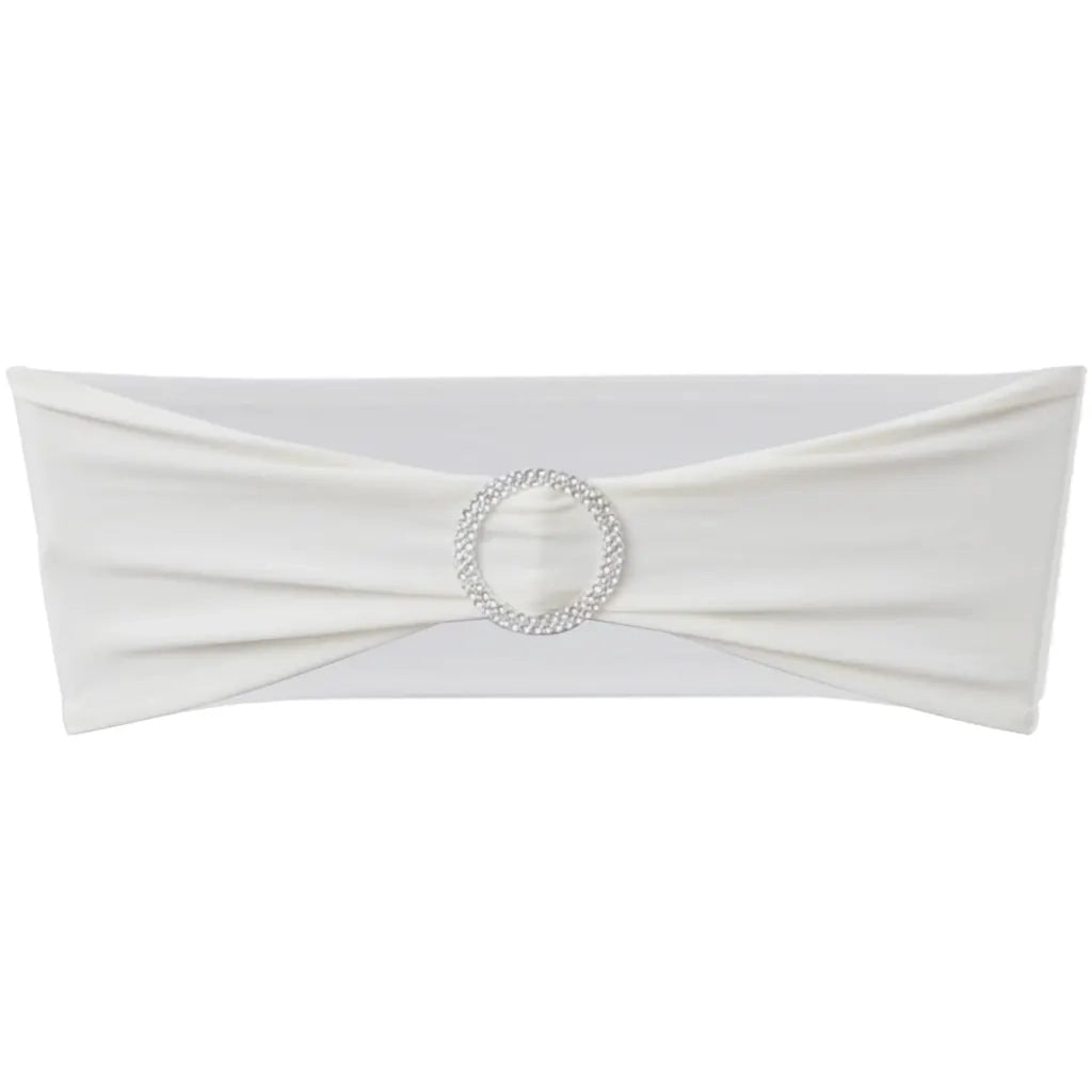 Fascia Elasticizzata Crema Decorativa Sedia con Fibbia Diamante 25 pz