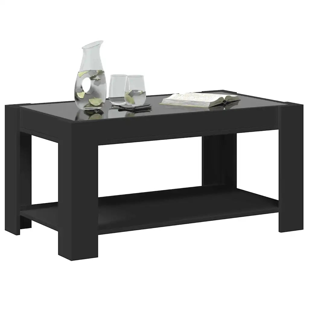 Tavolino salotto | Tavolino da caff¨¨ | Tavolino da Soggiorno con LED Nero 93x53x45 cm Legno Multistrato