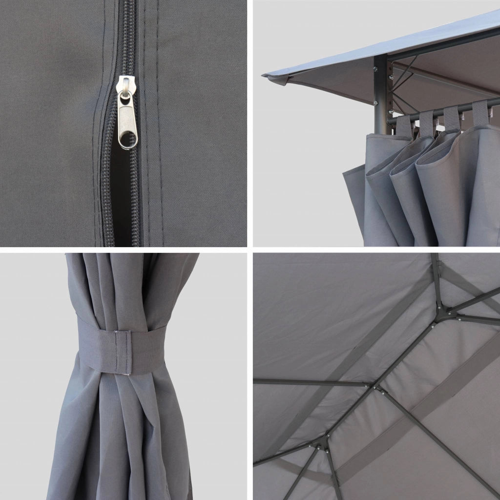 Gazebo da giardino 3x4m struttura in alluminio con tende scorrevoli,