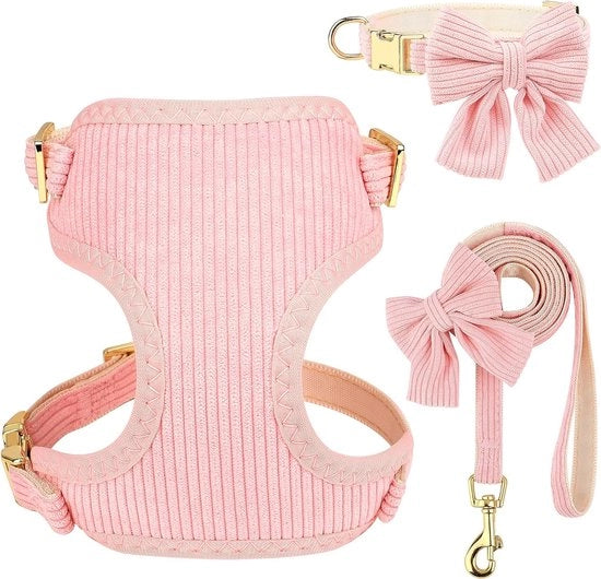 Collare e cinturino per animali, collari e cinturini adattabili con cinturino a farfalla, respiranti, imbottiti per cuccioli, piccoli cani e gatti (rosa, S)