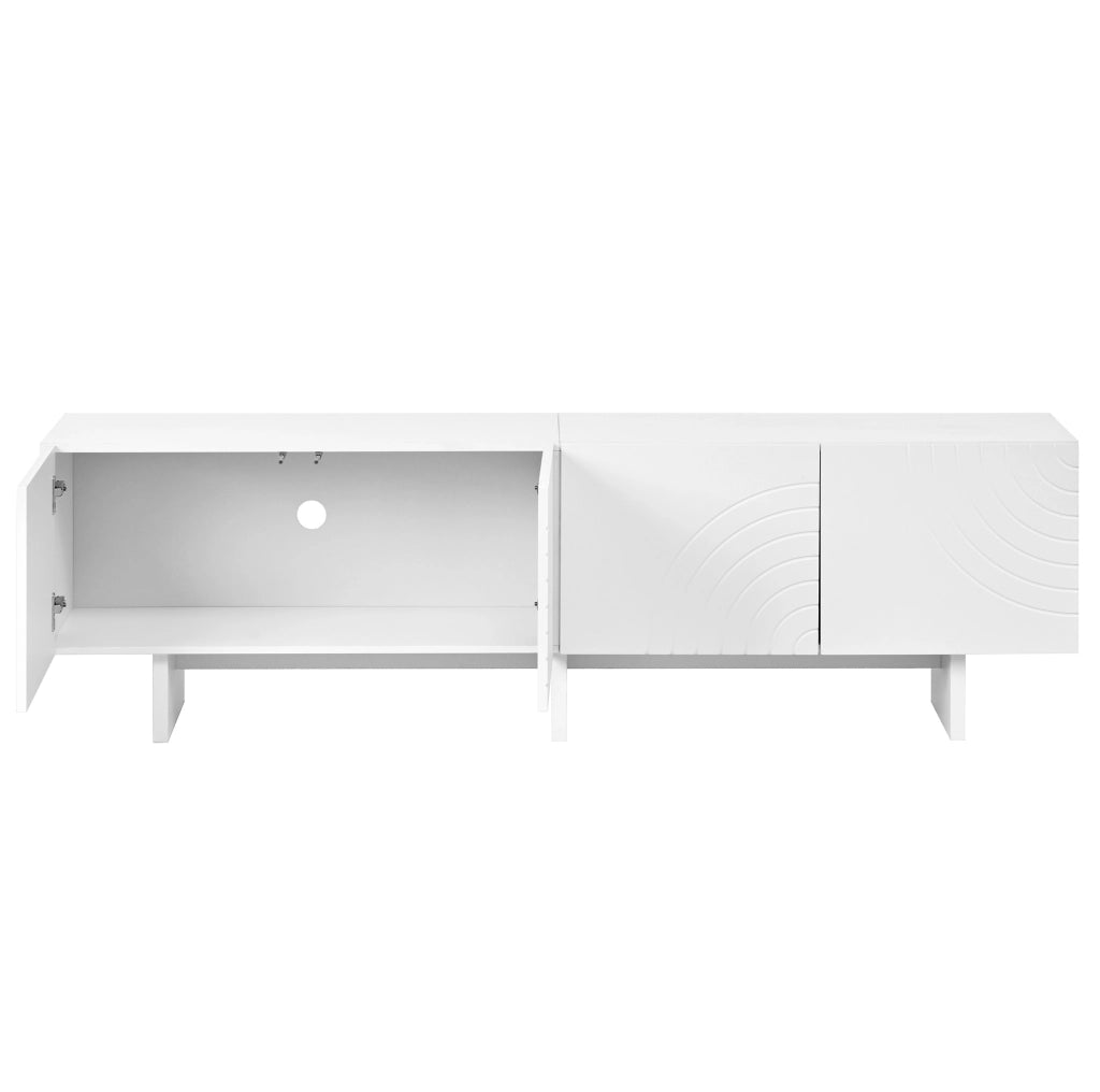 Mobile TV 170x35x50 cm con ante decorative; in MDF e truciolare; bianco