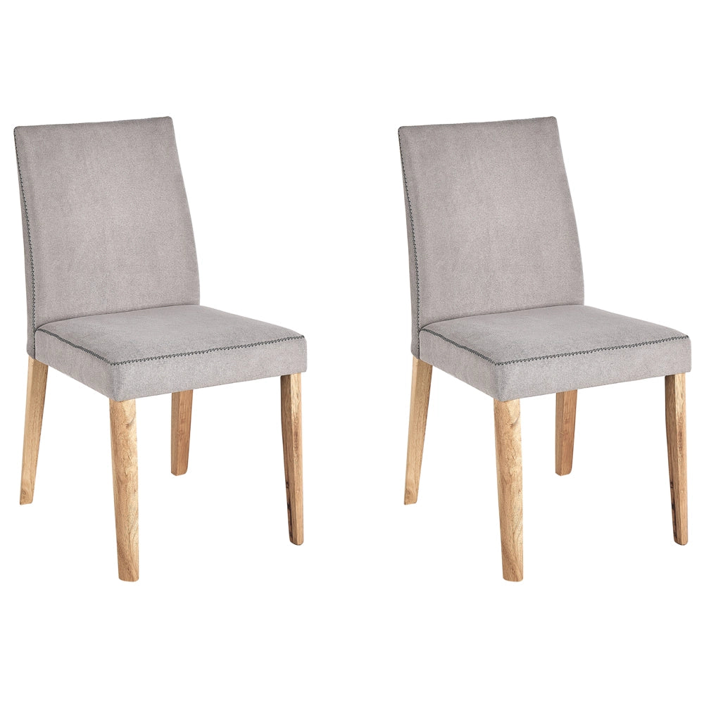Set di 2 sedie in tessuto Imbottito grigio chiaro per soggiorno in stile scandinavo