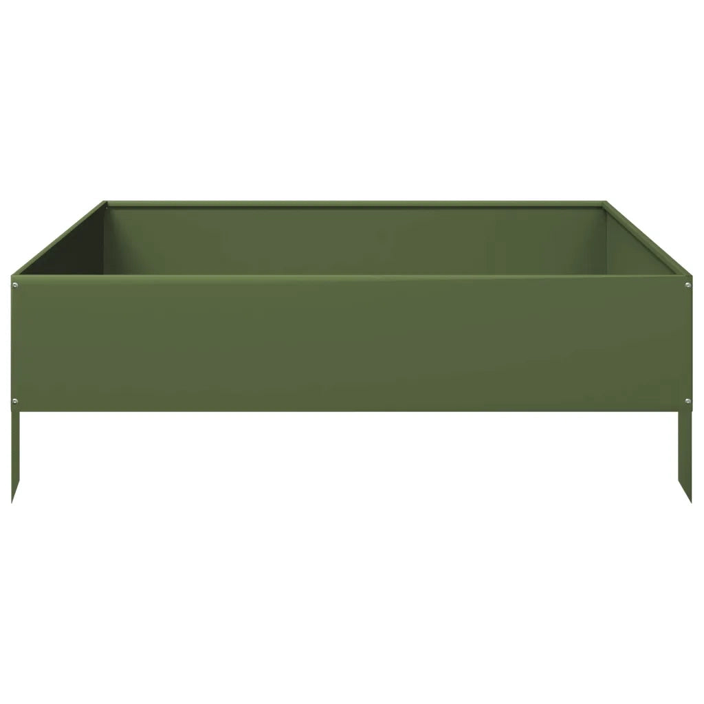 Fioriera Rialzata Giardino-Vaso da Esterno-Supporto per Vaso Verde Oliva 100x100x33,5 cm Acciaio