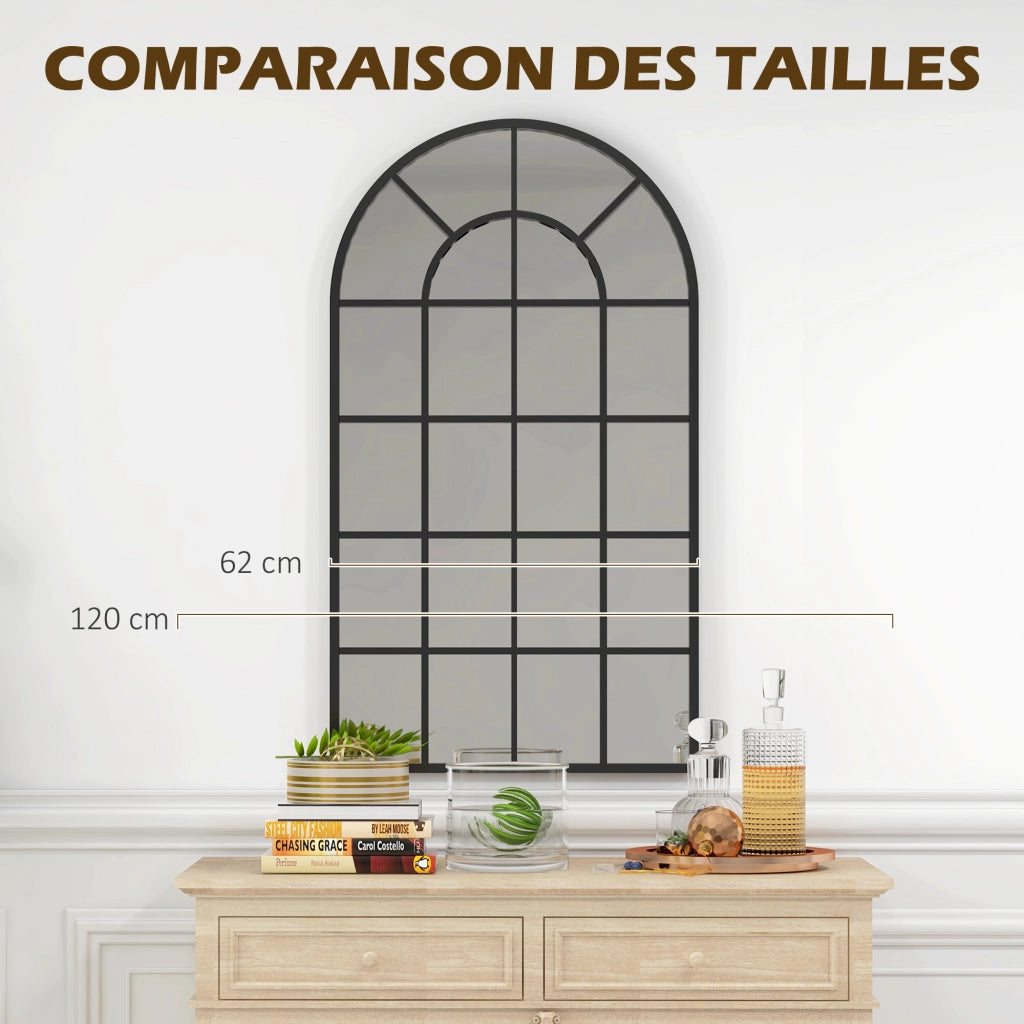 Specchio a parete stile industriale con arco in metallo ¨C zephmum ¨C 110x65 cm nero