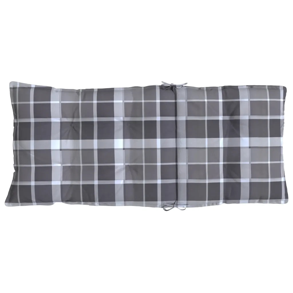 Cuscini Sedia Schienale Alto 2 pz Quadri Grigio Tessuto Oxford 377644