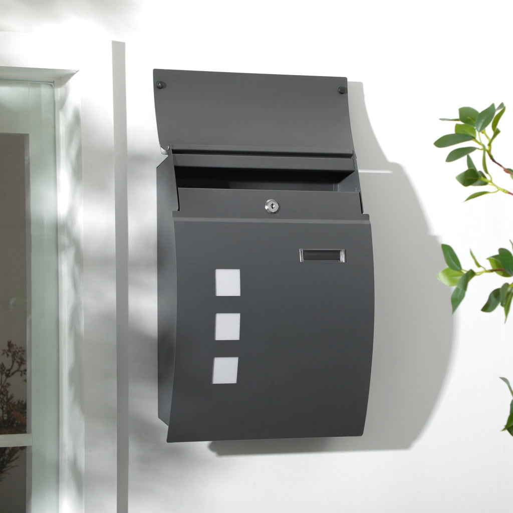 Cassetta Postale in Acciaio con Fessure ¨C zephmum ¨C Grigio 45x10x32 cm