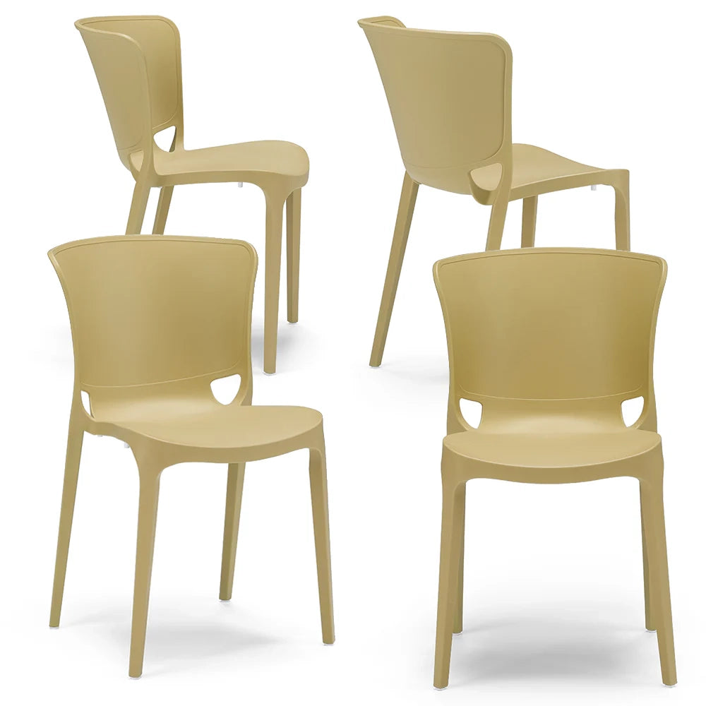 Set 4 sedie in polipropilene JUMBO, 100% MADE IN ITALY, impilabile, resistente ai raggi UV, design moderno, ideale per sala da pranzo, cucina, sala d’attesa, bar, ristoranti o giardino, colore Senape