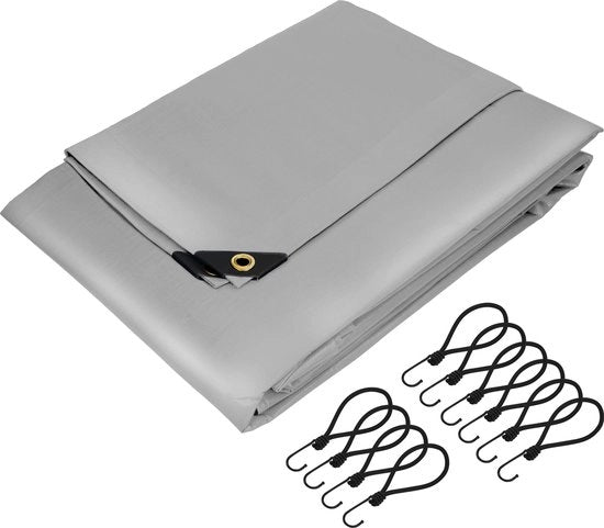 Dekzeile con occhi 4x6 m 650g/m² in PVC grigio inclusi 10 cinture elastiche