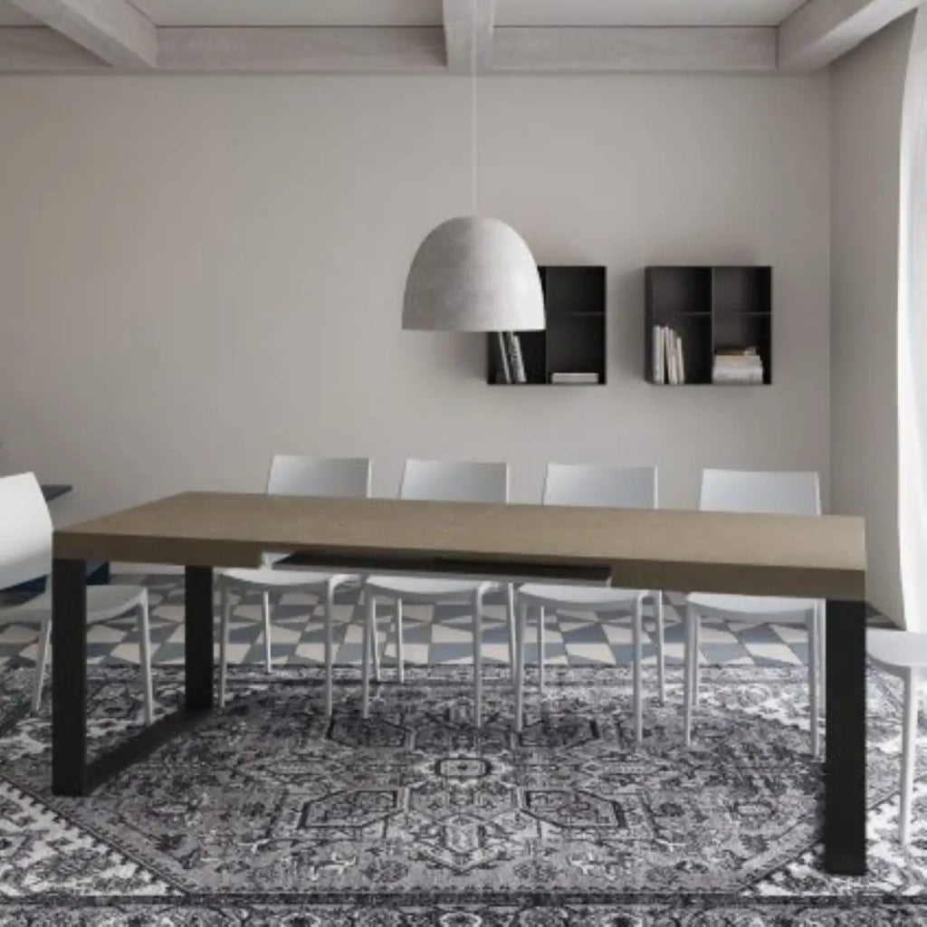 Tavolo allungabile 120/380x90 cm Tecno tortora gambe antracite