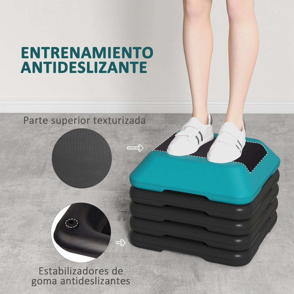 Step Fitness Stepper Antiscivolo con Altezza Regolabile ¨C zephmum ¨C Blu, 10-30 cm, 150 kg