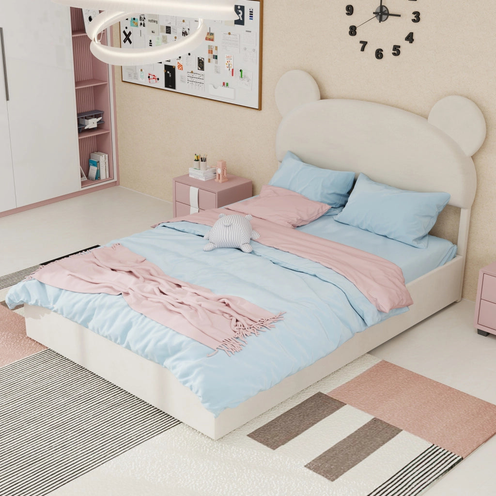 Letto Contenitore Imbottito con Alzata Idraulica ¨C MINIMAL ¨C Beige 140x200 cm