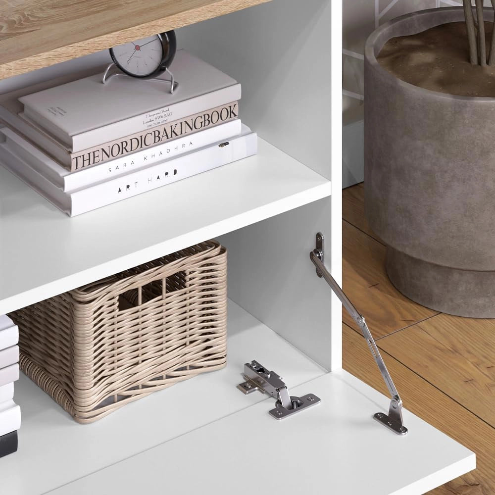 Credenza Wido, Bianco/Sonoma, 80 x 50 cm con 1 scomparto chiuso, adatto per la conservazione di oggetti domestici