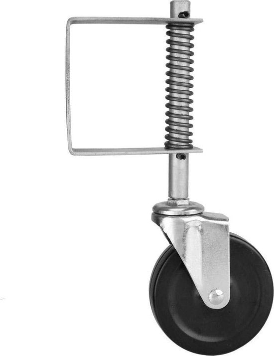 Ruota di supporto per cancello in gomma caricata a molla - Carico massimo 220lbs - Apertura e chiusura del cancello facile