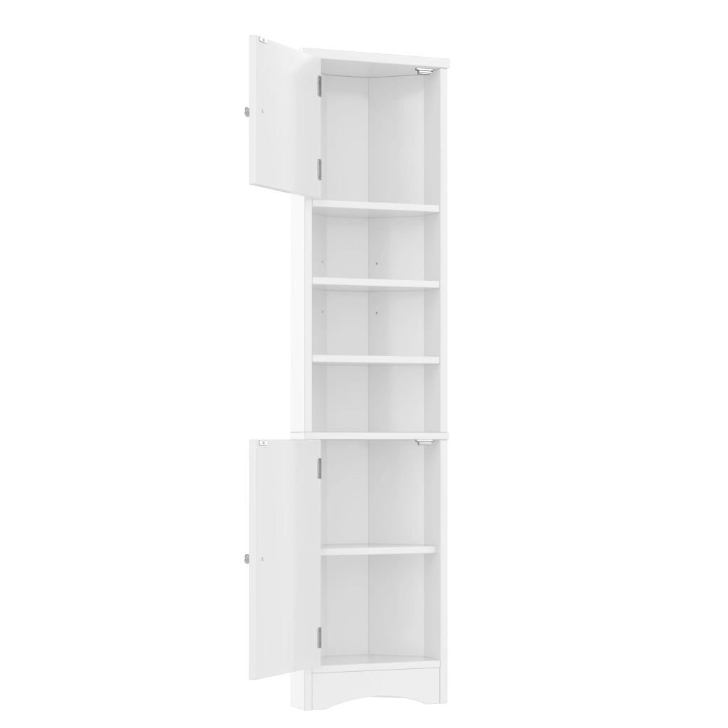 Armadietto Bagno Triangolare ¨C MINIMAL ¨C Bianco, 3 Ripiani, Ante, Salvaspazio, 36.5x24.5x170
