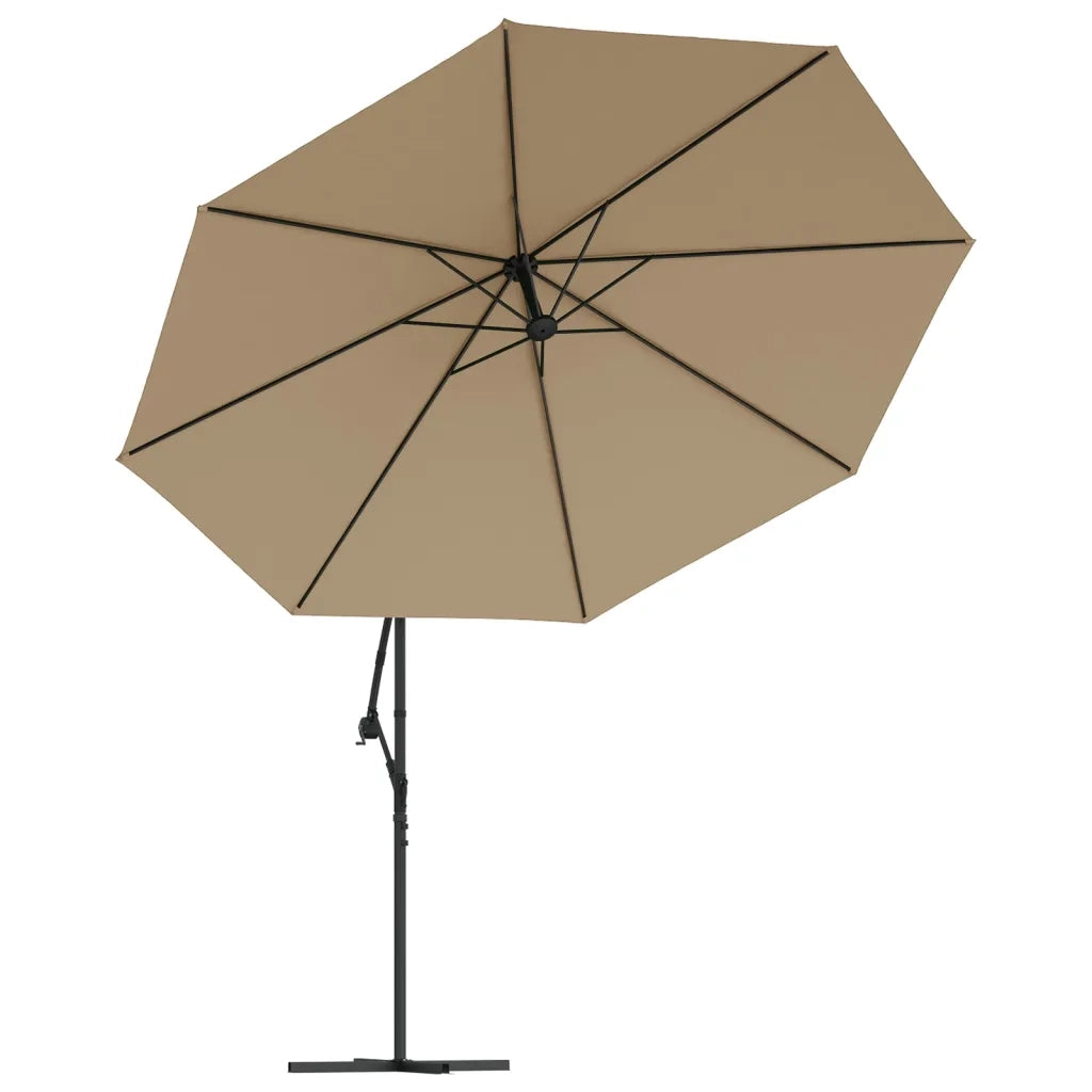 Ombrellone a Sbalzo con LED e Palo in Metallo 350 cm Tortora 44526