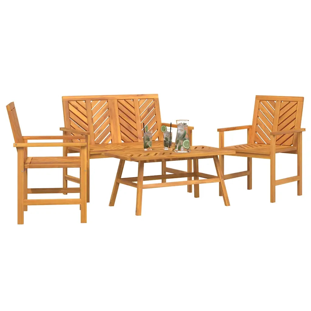 Set Lounge da Giardino 4 pcs Marrone Legno di Acacia Massello 3154127