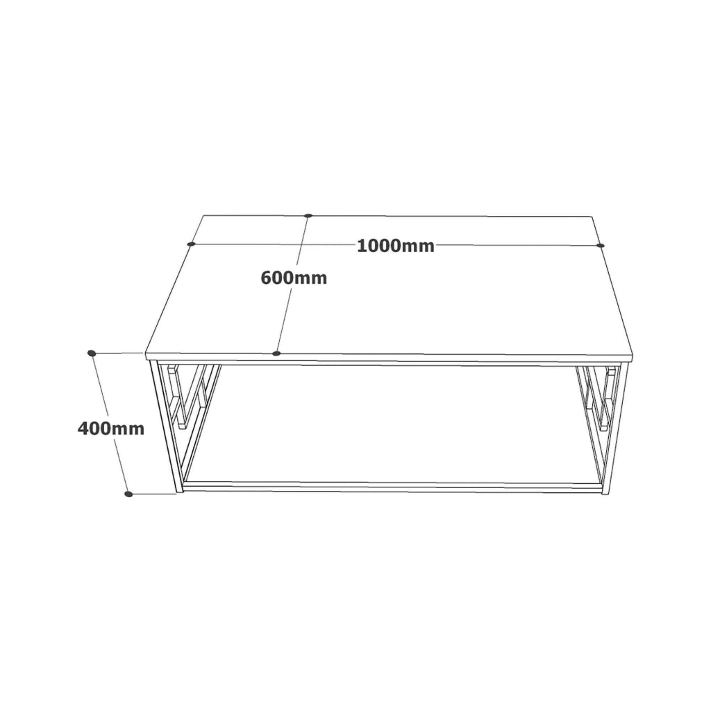 Tavolino da salotto Franca, Tavolo basso da caffè, Portariviste per divano, Ripiano da soggiorno, 100x60h40 cm, Bianco Marmo e Oro
