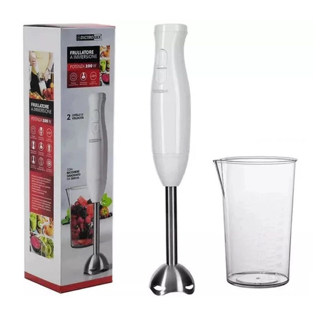 Trade Shop - Frullatore A Immersione 200w Con Bicchiere 500ml Tritatutto 2 Velocita' Mixer Frutta -
