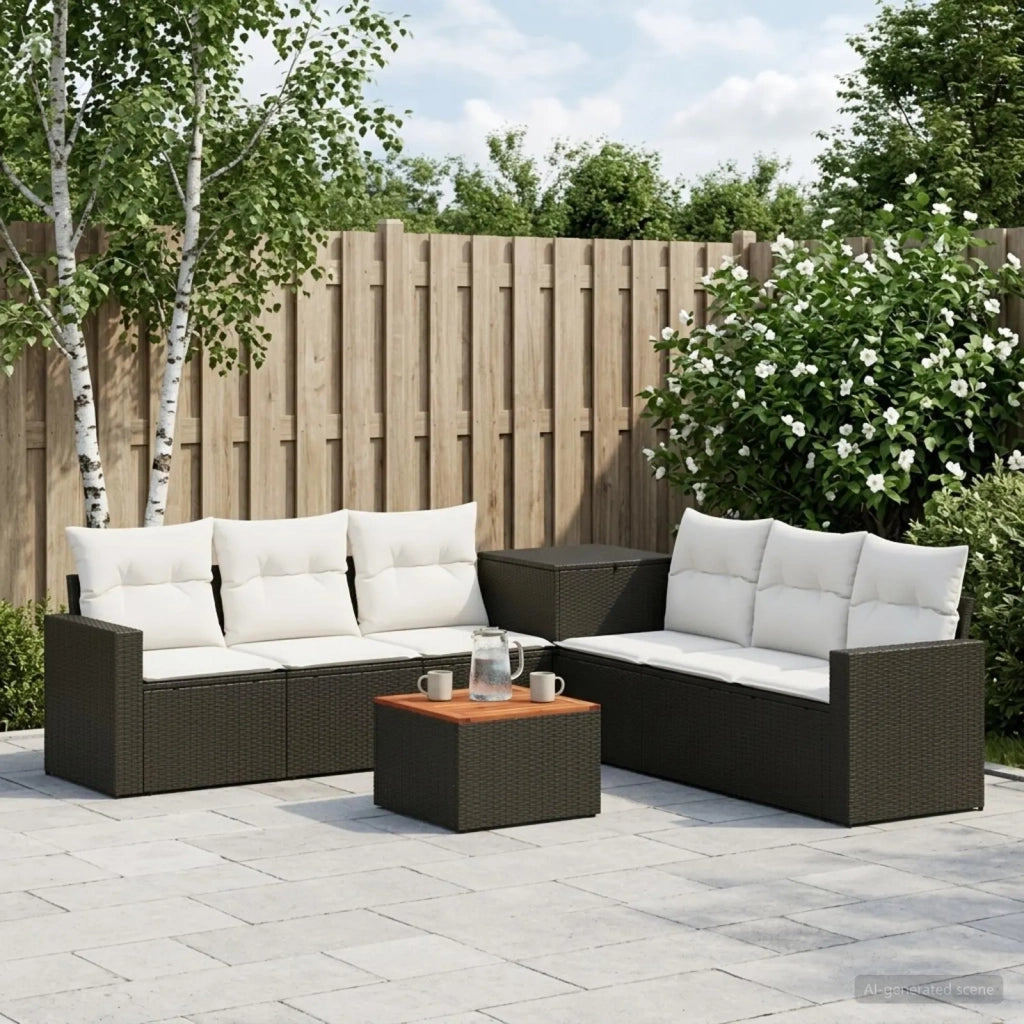 Set di divani 8 pz Nero e Bianco Crema 3448321