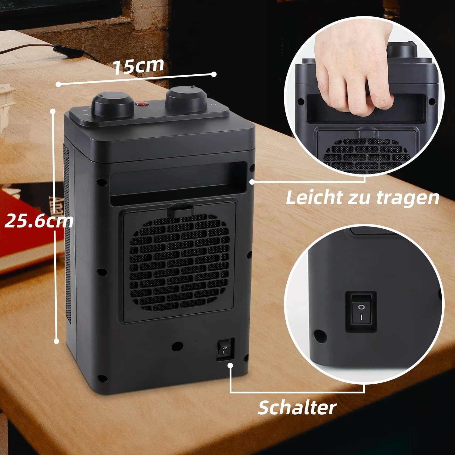 ZMH Calentador eléctrico de cerámica silencioso de ahorro de energía