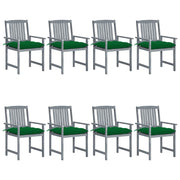 Sedie da Giardino con Cuscini 8 pz in Massello di Acacia Grigie cod mxl 8541