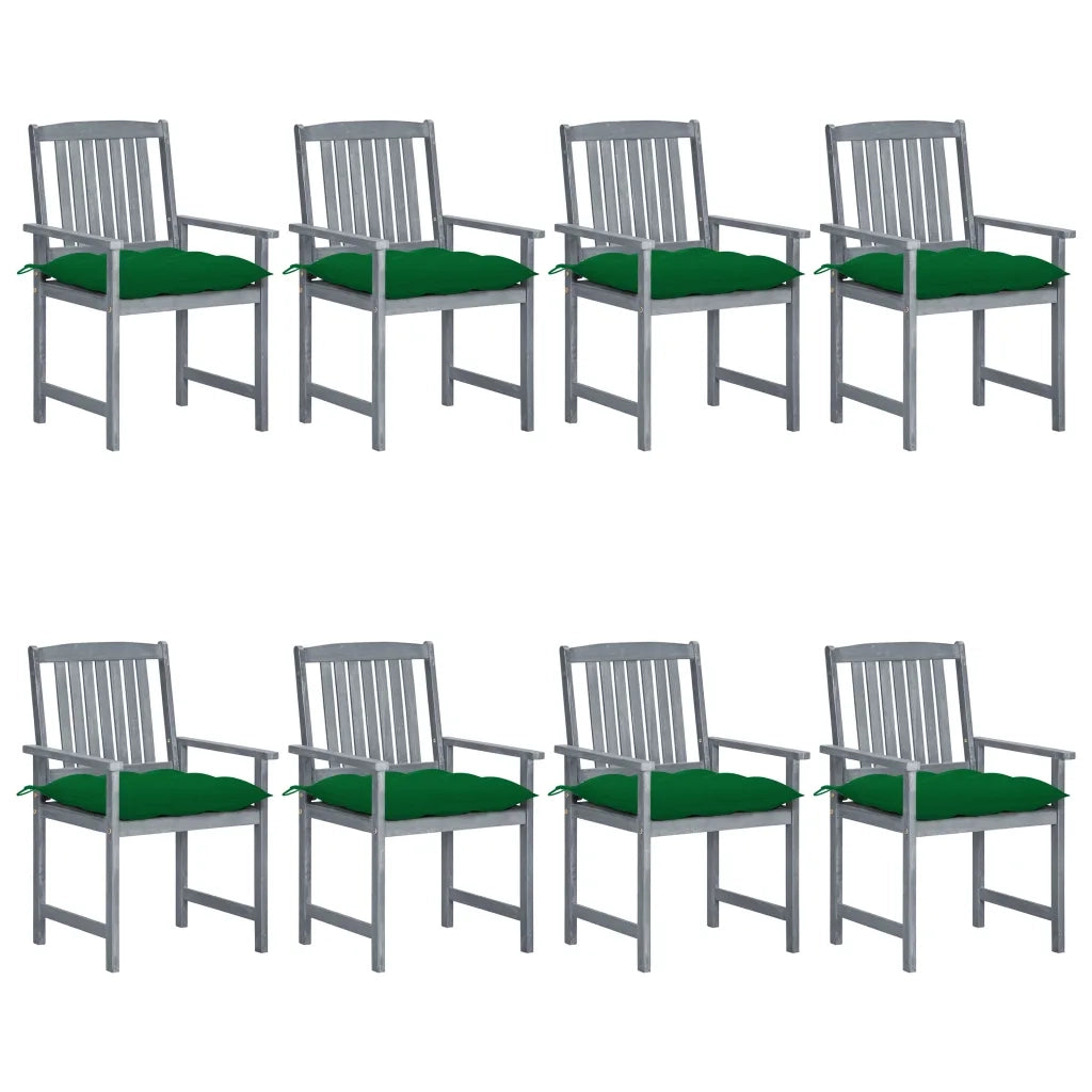 Sedie da Giardino con Cuscini 8 pz in Massello di Acacia Grigie cod mxl 8541
