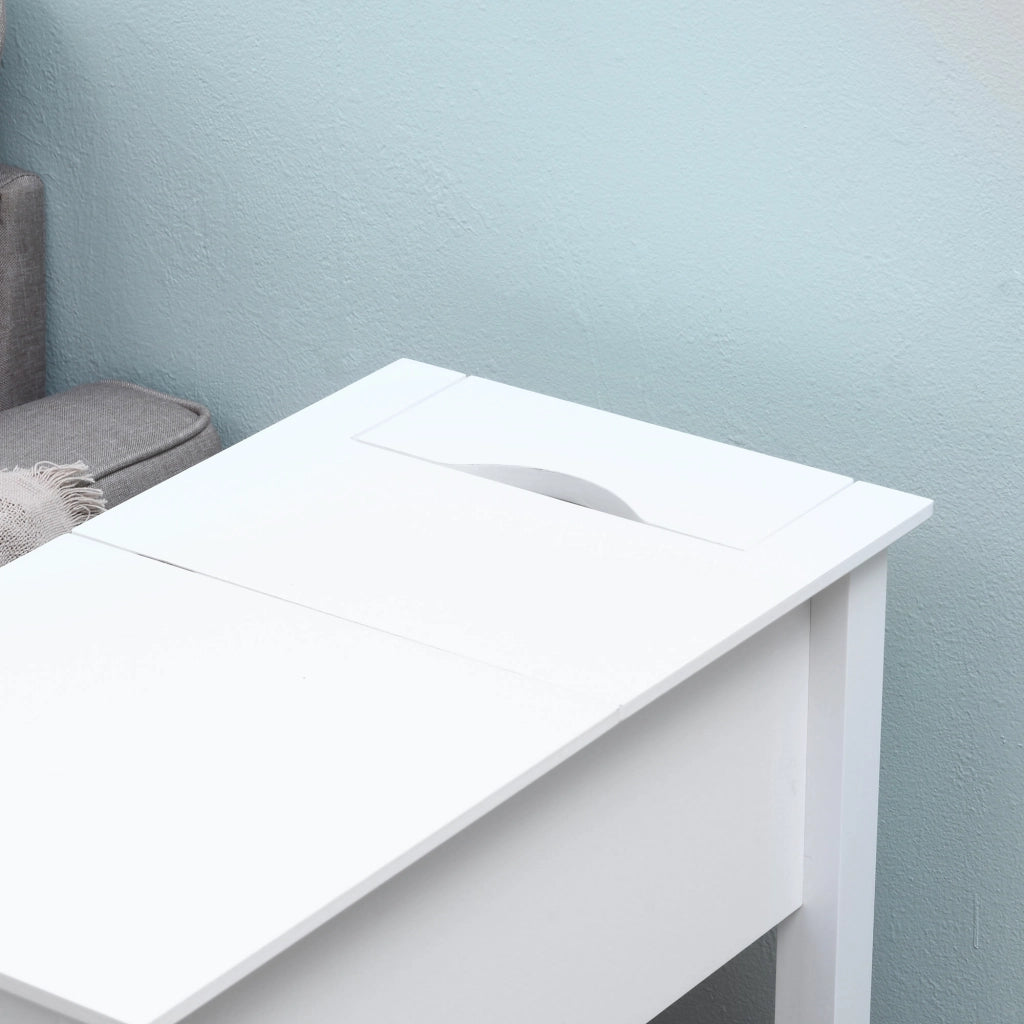Comodino con Ripiano e Foro per Cavi ¨C zephmum ¨C Bianco 60,5x32,5x70 cm