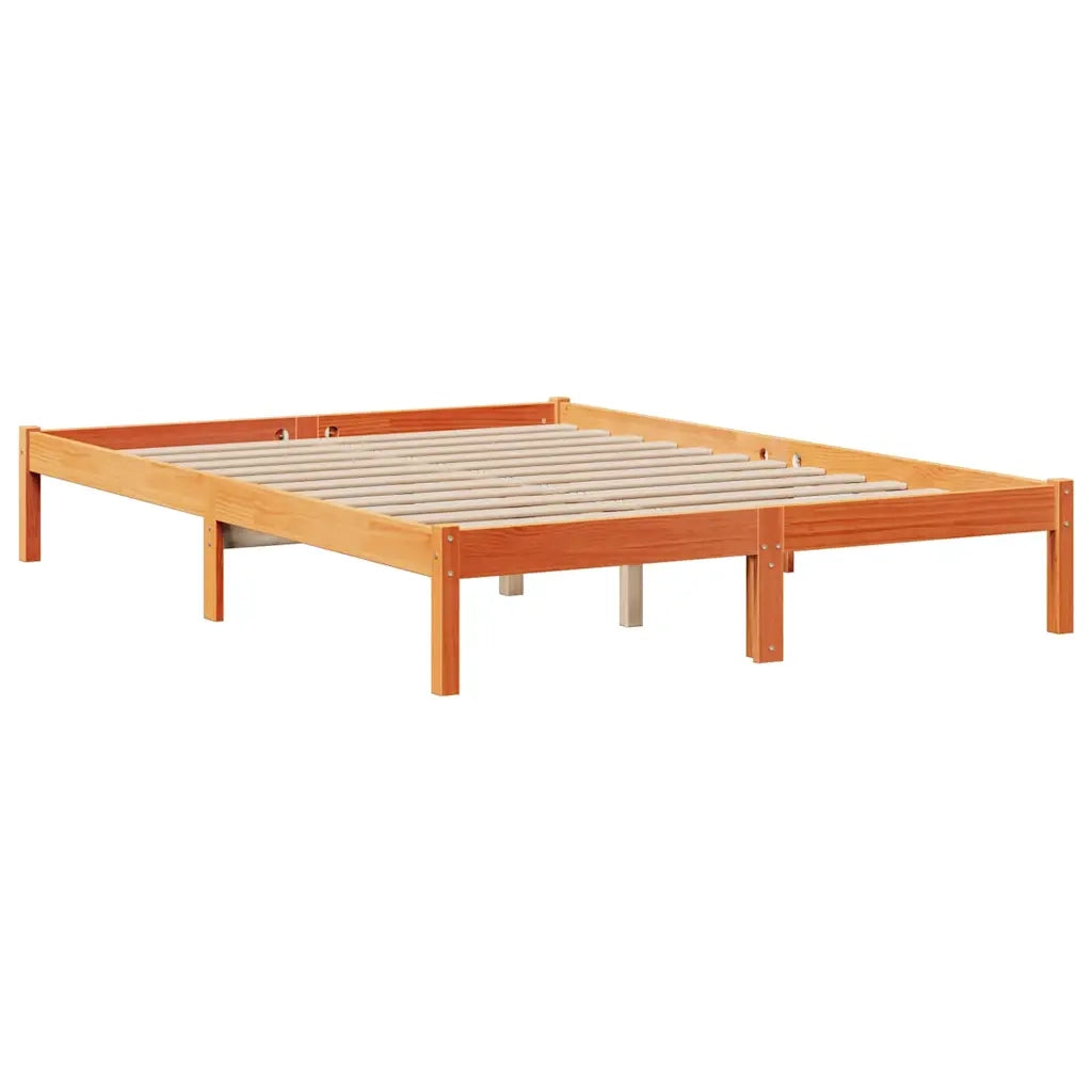 vidaXL Letto Libreria senza Materasso Marrone Cera 140x190 cm in Pino