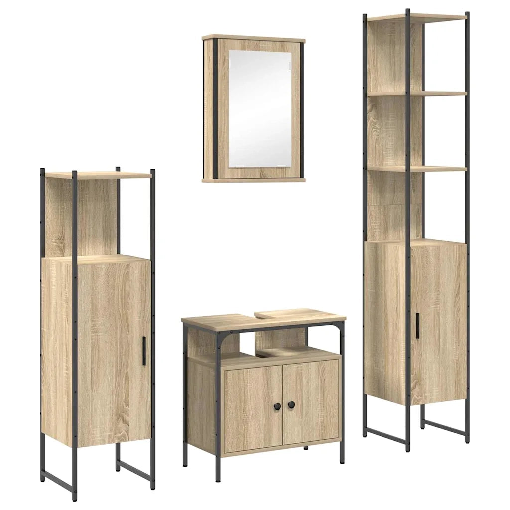 Set di mobili per il bagno con lo scaffale 4 pcs Rovere Sonoma 3399394