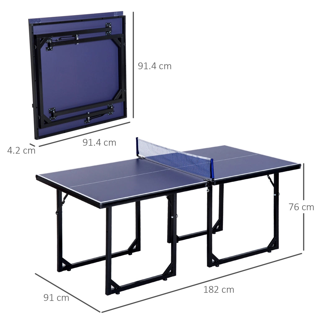 EasyComfort Tavolo da Ping Pong Pieghevole per Interni, Tavolo Ping Pong con Rete, Montaggio Non Richiesto, 182x91 cm, Blu e Viola