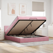 Pouf Letto con Materasso e LED Rosa 180x200cm in Velluto 3312571