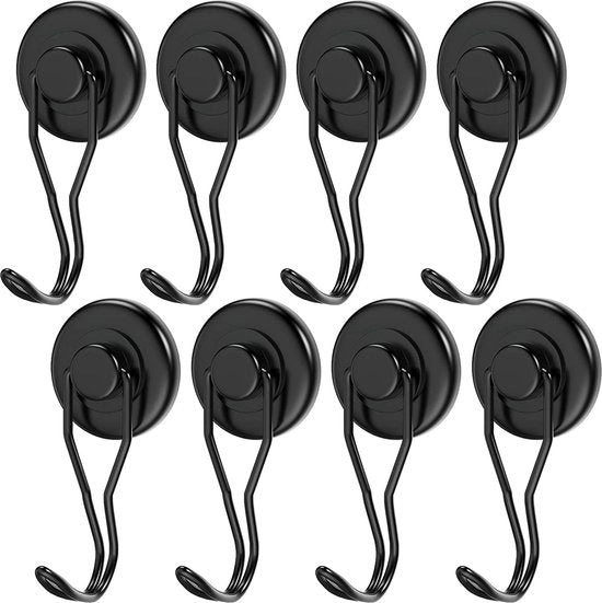 Hanger magnetici a 360 gradi, 8 pezzi, 45,4 kg + (100 lb +) hanger magnetici Heavy Duty con forti magneti e ganci per griglia, pannello magnetico, cucina, ufficio - diametro 32 mm