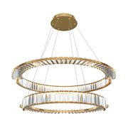 Lampadario A Sospensione Moderno Krone Metallo Oro 2 Luci Led 90W