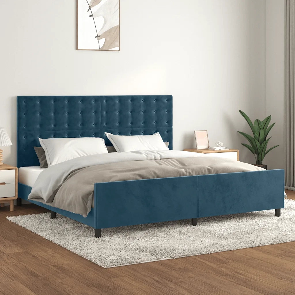 Giroletto senza Materasso Blu Scuro 200x200 cm in Velluto