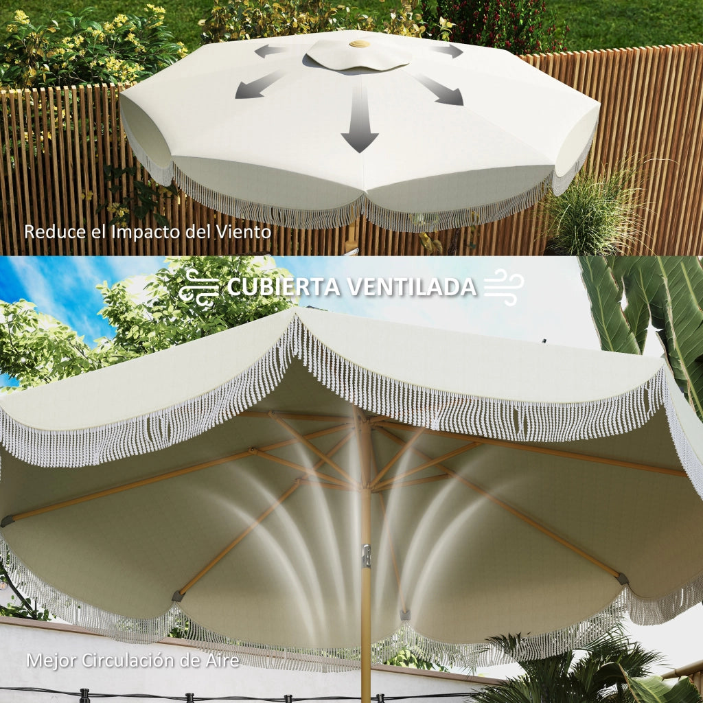 Ombrellone da giardino 270 cm ¨C zephmum ¨C beige con frange